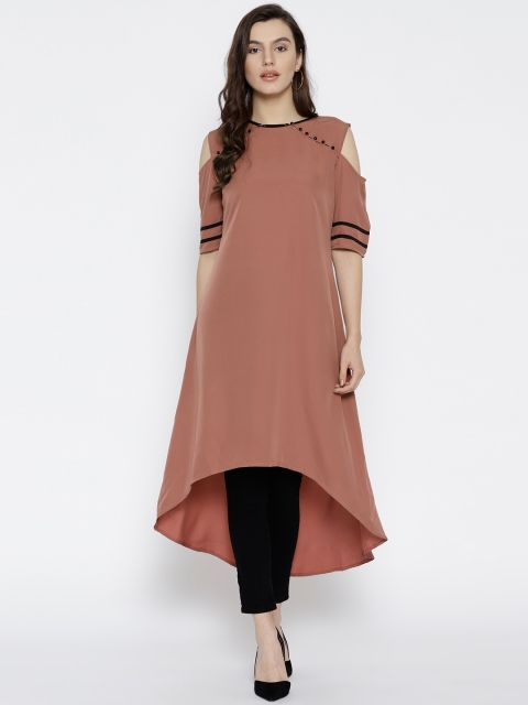 

Ojjasvi Women Dusty Pink Solid A-Line Kurta