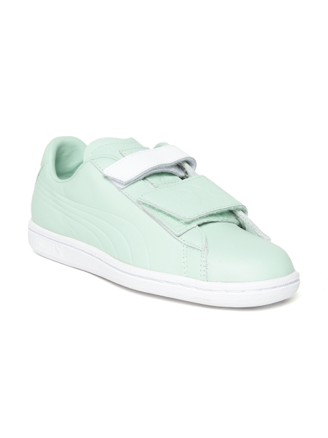 

Puma Unisex Mint Green DP Match Strap Leather Sneakers