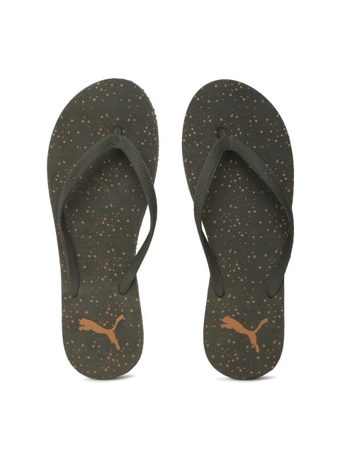 Puma Women Olive Green Printed First Dots IDP Flip-Flops available at myntra for Rs.419