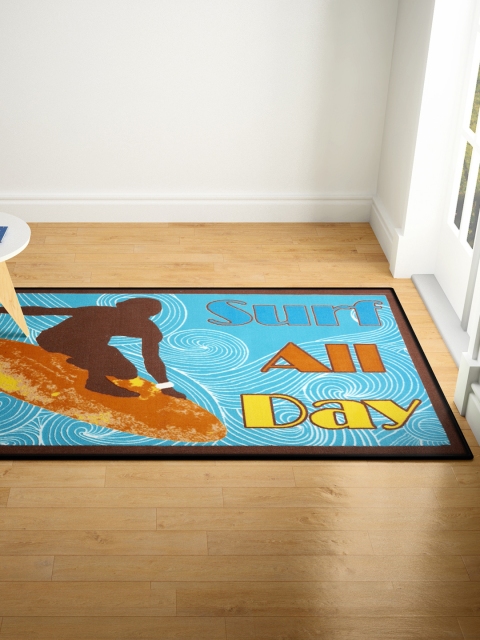 

SPACES Blue & Brown Printed Rectangle Carpet