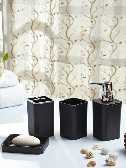

OBSESSIONS Set Of 4 Black Solid Bath Accessories