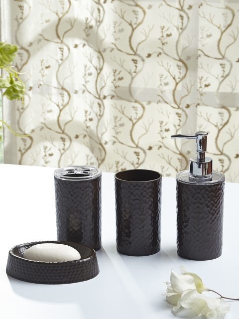 

OBSESSIONS Set Of 4 Coffee Brown Solid Bath Accessories