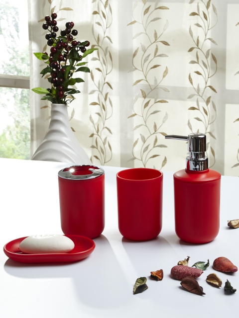

OBSESSIONS Set Of 4 Red Solid Bath Accessories