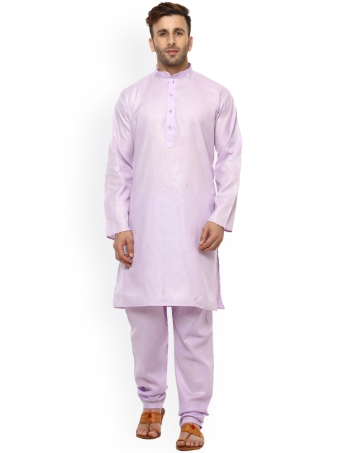 

Hangup Men Purple Solid Kurta with Churidar