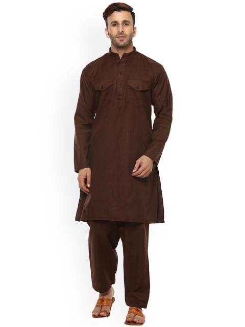

Hangup Men Brown Solid Kurta with Salwar