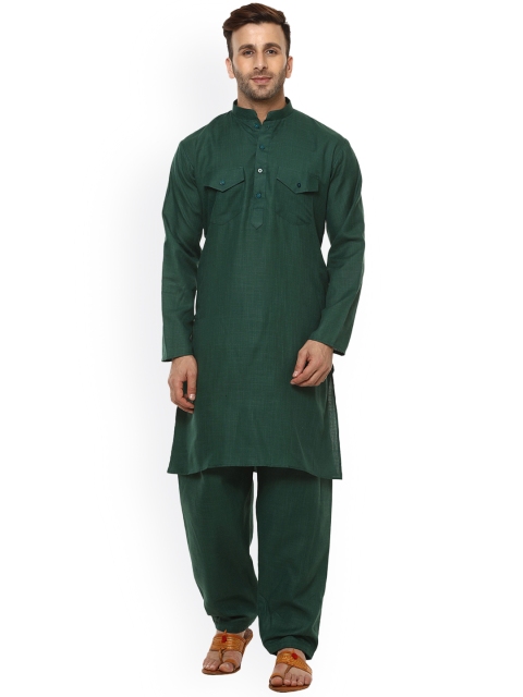 

Hangup Men Green Solid Kurta with Salwar