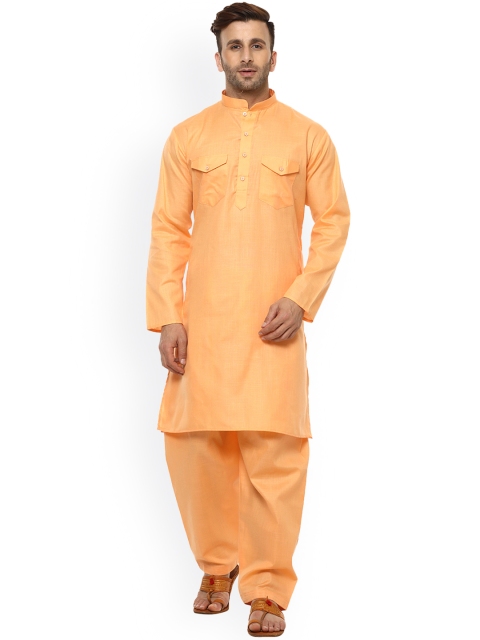 

Hangup Men Orange Solid Kurta with Salwar