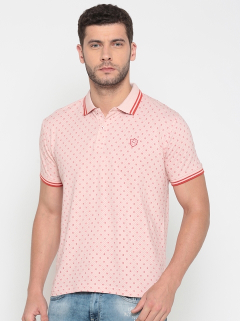 

SCULLERS Men Pink Printed Polo Collar T-shirt