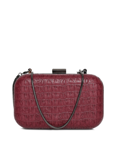 

Caprese Maroon Textured Box Clutch