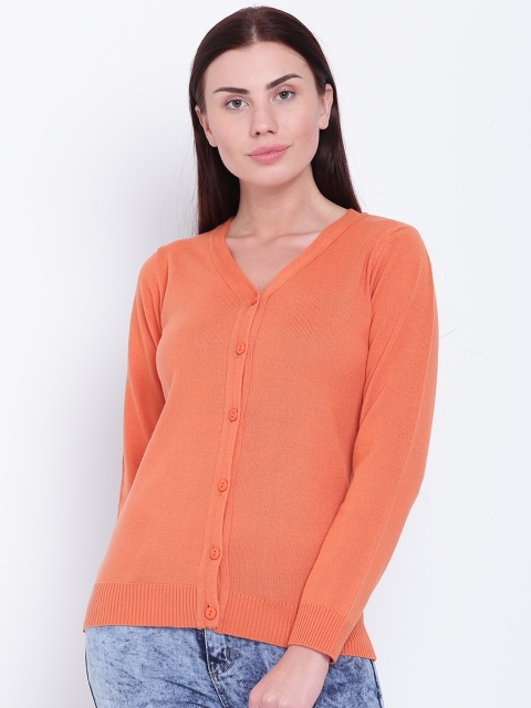 

Park Avenue Woman Women Coral Orange Solid Cardigan