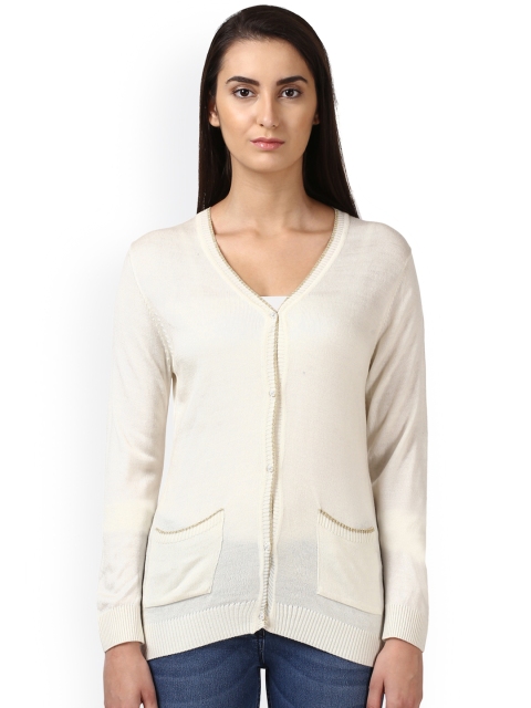 

Park Avenue Women White Solid Cardigan