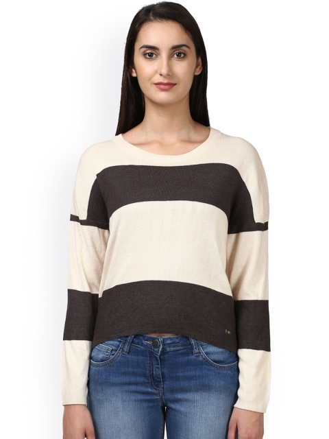 

Park Avenue Women Beige & Brown Colourblocked Pullover