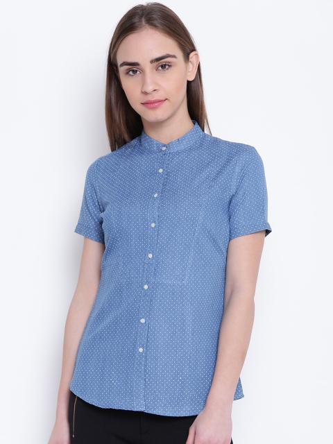 

Park Avenue Woman Blue Regular Fit Printed Casual Shirt