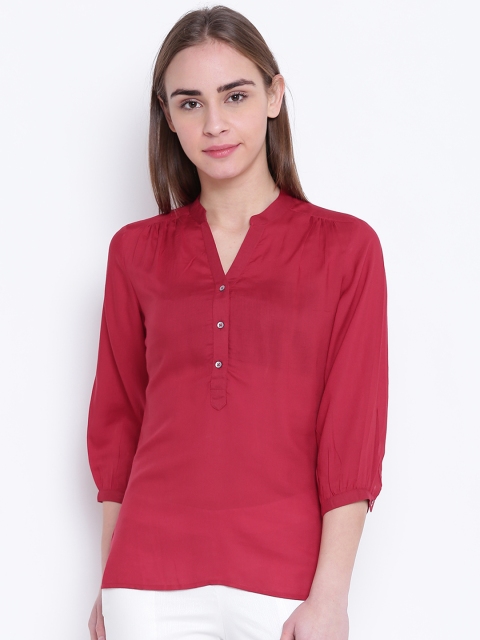 

Park Avenue Woman Maroon Solid Shirt Style Top