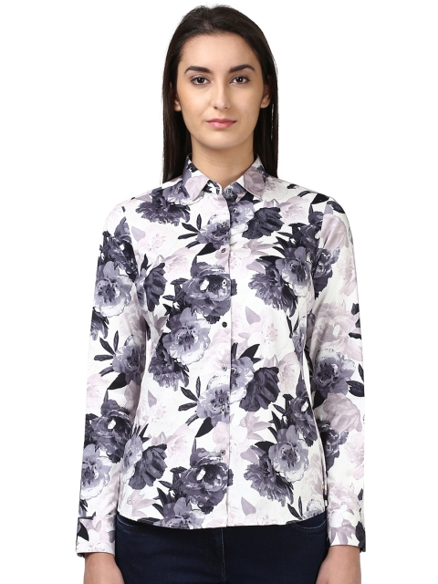 

Park Avenue Women Grey Regular Fit Printed Casual Shirt
