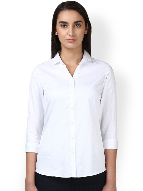 

Park Avenue Women White Regular Fit Solid Casual Shirt