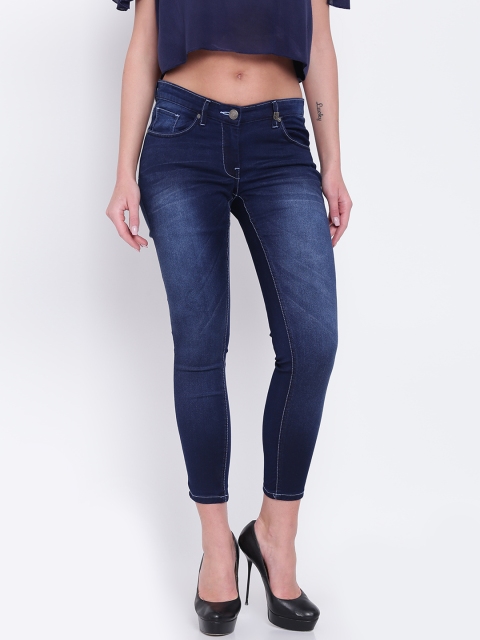 

Park Avenue Woman Navy Power Skinny Fit Mid-Rise Clean Look Stretchable Cropped Jeans, Navy blue