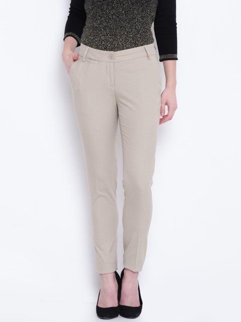 

Park Avenue Woman Beige Tapered Fit Solid Formal Trousers