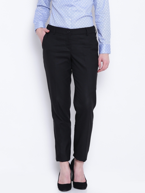 

Park Avenue Woman Black Tapered Fit Solid Formal Trousers