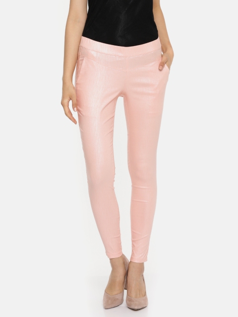 

Park Avenue Woman Pink Skinny Fit Solid Regular Trousers
