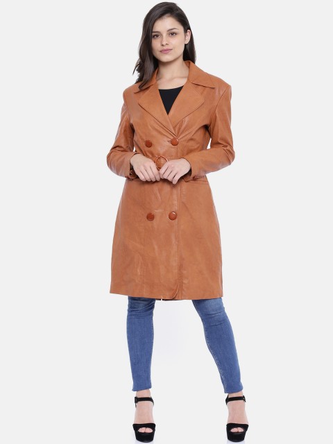 

Park Avenue Women Brown Solid Tailored Longline Jacket