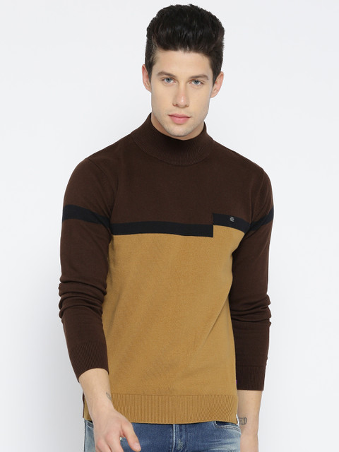 

Solly Sport Men Brown Colourblocked Sweater