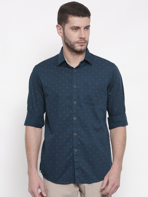 

Allen Solly Men Navy Blue Sport Fit Printed Casual Shirt