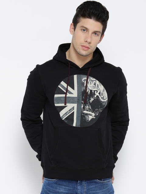 

Solly Jeans Co. Men Black Printed Hooded Sweatshirt