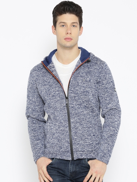 

Solly Sport Men Blue & White Solid Hooded Sweatshirt