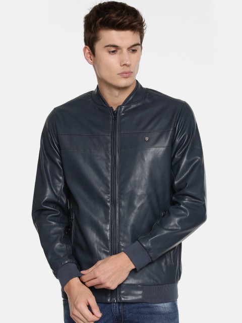 

Allen Solly Men Blue Solid Bomber
