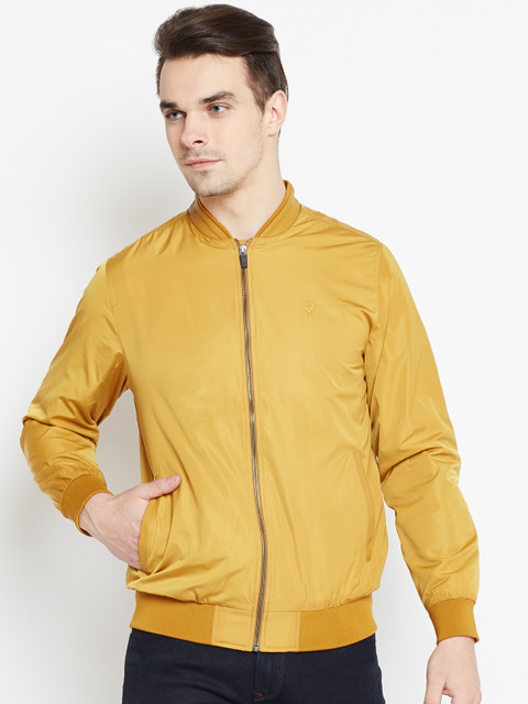 

Allen Solly Men Mustard Yellow Solid Bomber Jacket