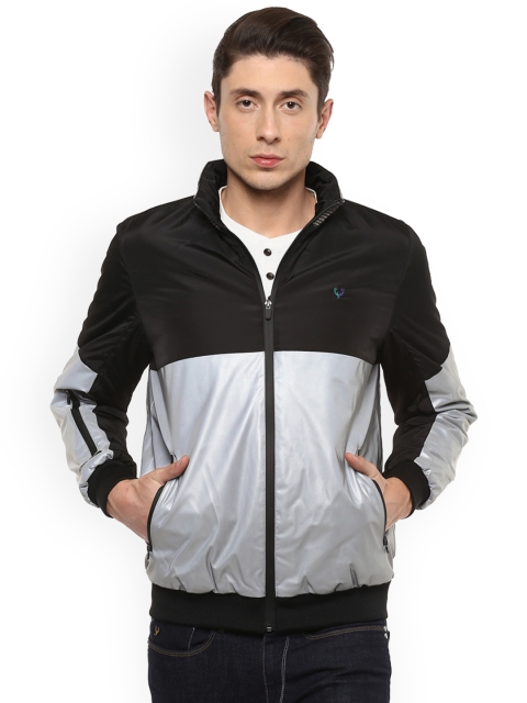

Allen Solly Sport Men Grey & Black Colourblocked Bomber