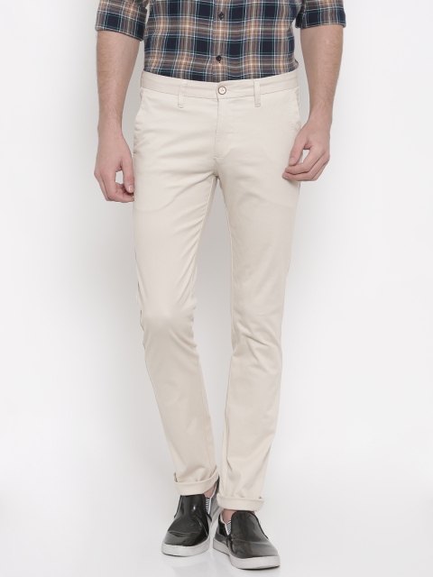 

Allen Solly Men Cream-Coloured Smart Slim Fit Solid Chinos