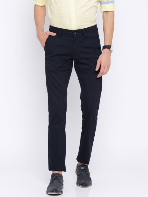 

Allen Solly Men Navy Smart Slim Fit Self Design Regular Trousers, Navy blue