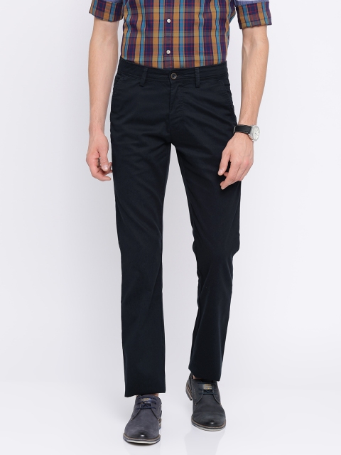 

Allen Solly Men Navy Custom Regular Fit Self Design Chinos, Navy blue