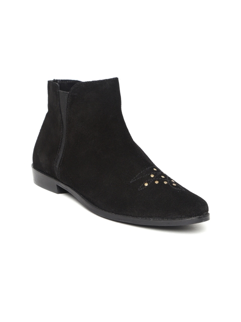 

Carlton London Women Black Solid Mid-Top Flat Boots