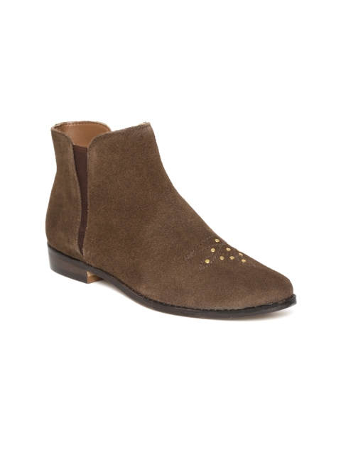 

Carlton London Women Brown Suede Mid-Top Flat Boots