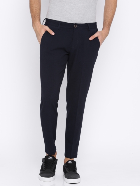 

Solly Sport Men Navy Blue Smart Slim Fit Self Design Formal Trousers