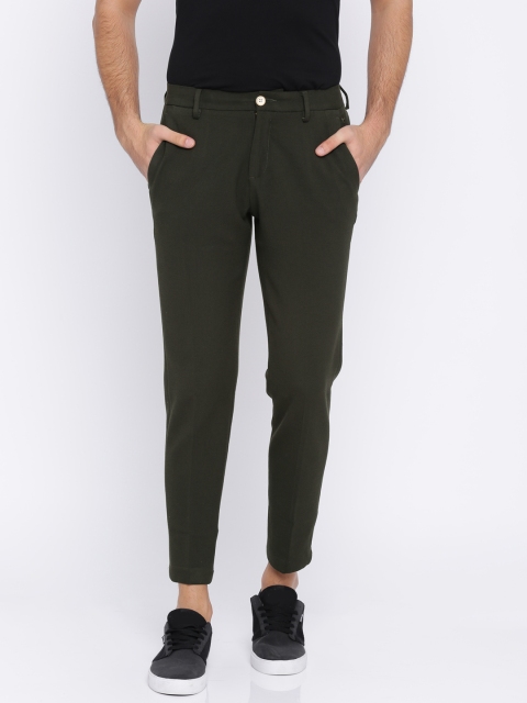

Solly Sport Men Olive Green Smart Regular Fit Self Design Formal Trousers