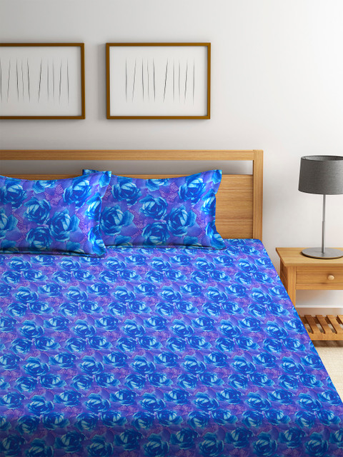

Bombay Dyeing Blue Cotton 120 TC Double Bedsheet with 2 Pillow Covers