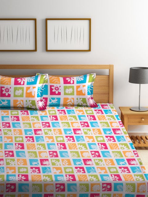 

Bombay Dyeing Multicoloured Cotton 120 TC Double Bedsheet with 2 Pillow Covers, Multi