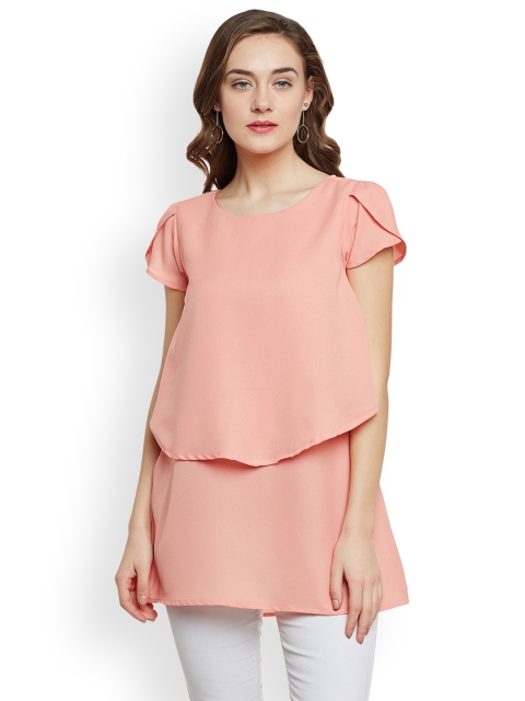 

Ruhaans Peach-Coloured Solid Tunic