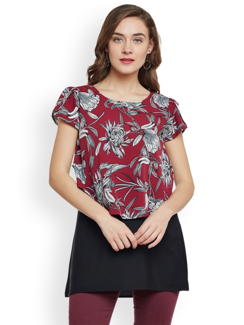 

Ruhaans Maroon & Black Printed Tunic