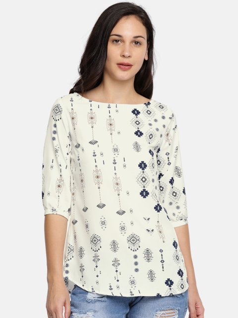 

Ruhaans Women White Printed Top