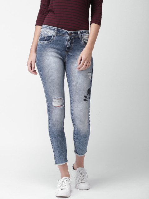 

20Dresses Women Blue Skinny Fit Low-Rise Low Distress Stretchable Jeans