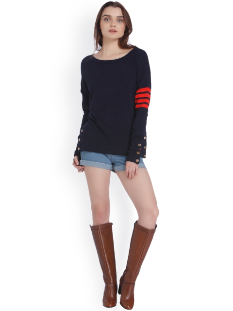 

Vero Moda Women Navy Blue Solid Pullover