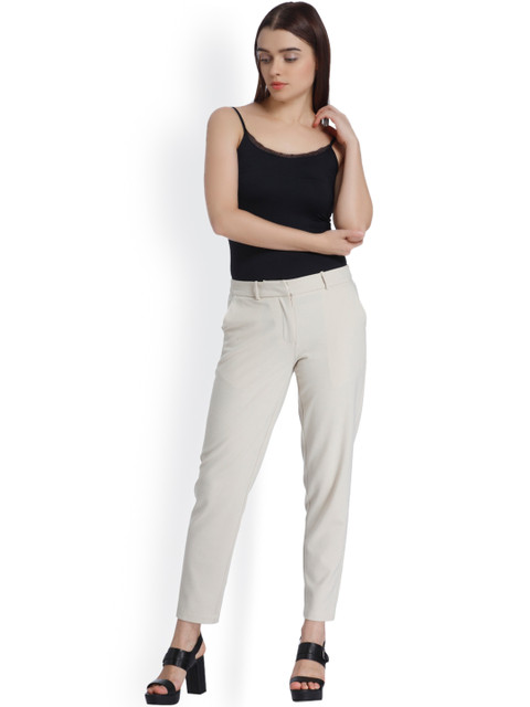 

Vero Moda Women Beige Slim Fit Solid Casual Trousers