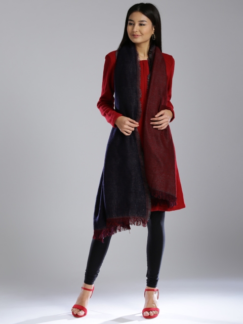 

W Women Red & Navy Patterned Stole