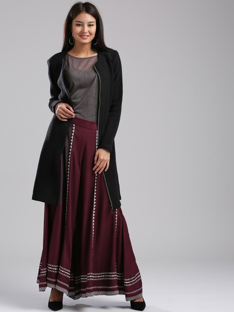 

W Women Black Solid Longline Cardigan