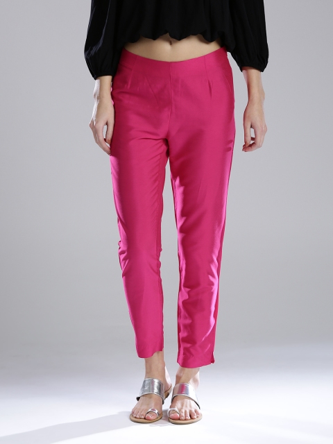

Wishful by W Women Pink Solid Casual Trousers